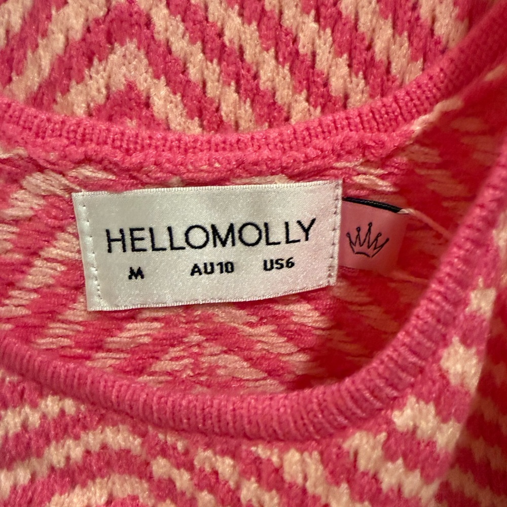 Hello Molly Vibrant Pink Chevron Sweater Skirt/Tank set